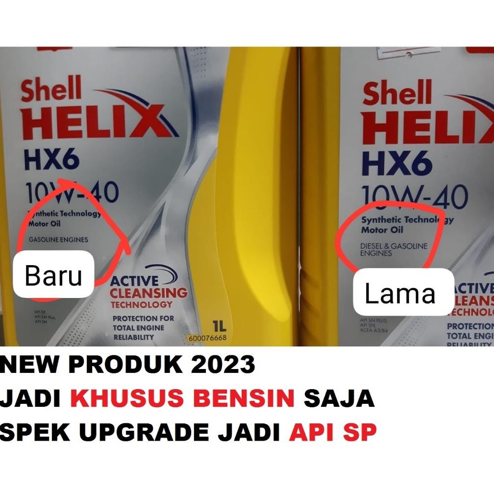 Oli Mobil Shell Helix HX6 10w 40 galon 4L oli full synthetic mobil bensin dan dieselJAMIN ORI ASLI H