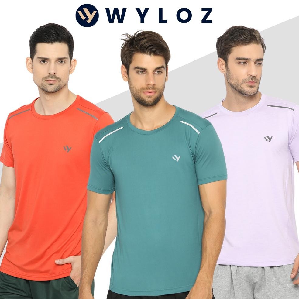 (Best) WYLOZ Baju Kaos Olahraga Training Lengan Pendek Pria Gym Fitness Jersey Lari Running Sepeda B