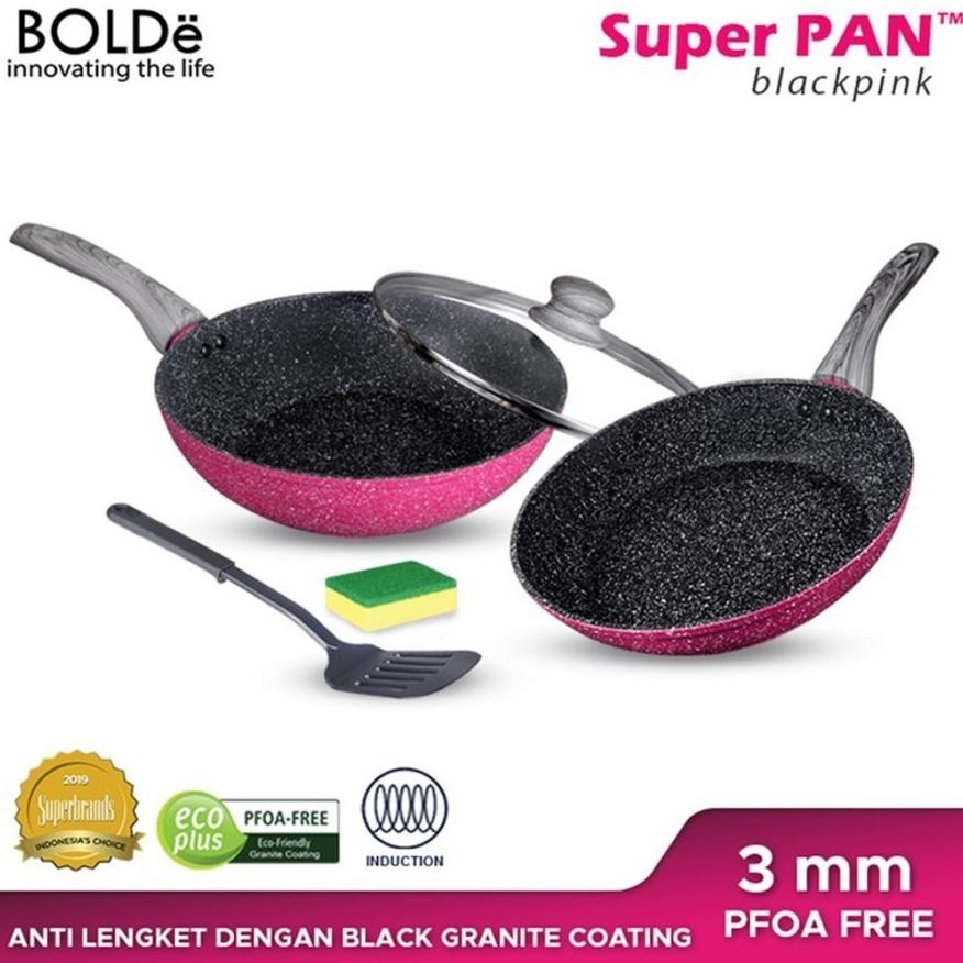 BOLDe Super Pan Set Black Pink Granite Series - 5 pcs Set Panci