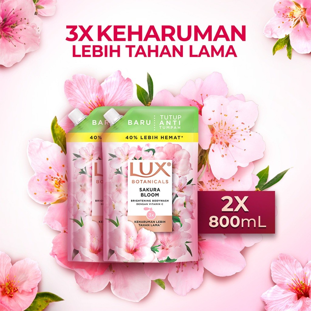 Lux Botanicals Sabun Mandi Cair Sakura Bloom 800 mL x2
