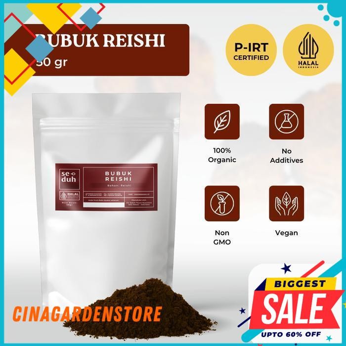 BUBUK EKSTRAK JAMUR GANODERMA LINGZHI / REISHI MUSHROOM EXTRACT POWDER / HERBAL POWDER 50GR - 1KG GR
