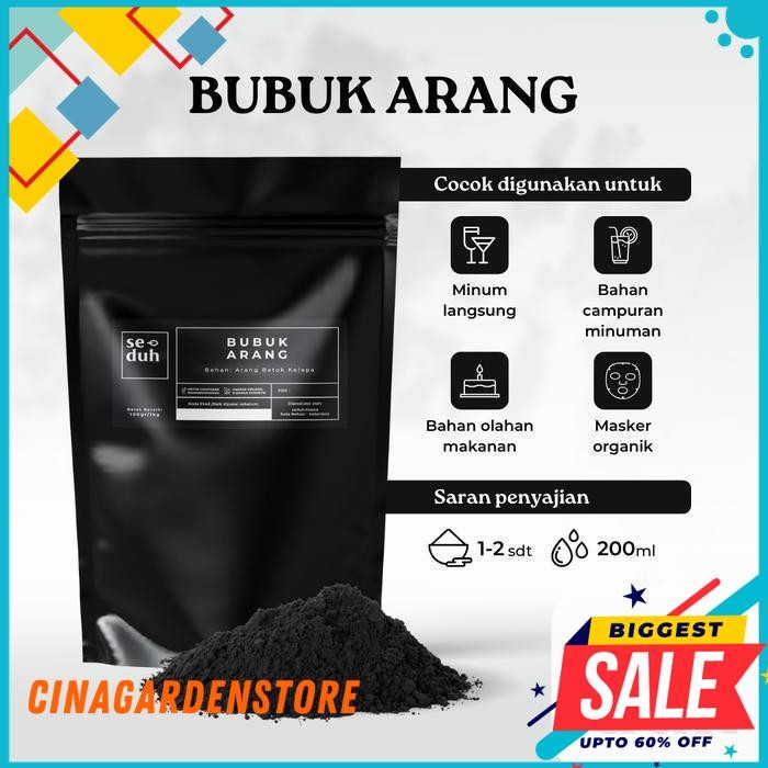 BUBUK ARANG KARBON AKTIF / ACTIVATED CHARCOAL POWDER 100 GRAM GRATIS ONGKIR