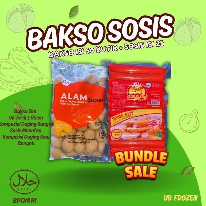

New Paket Baso Sosis (Baso isi 50butir + sosis isi 25batang) Food Frozen Bakso