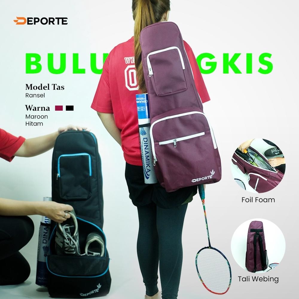 Deporte Tas Bulutangkis Ransel Badminton Ransel 4 - 8 Raket Multifungsi Bahan Tebal Lapisan Busa Foa