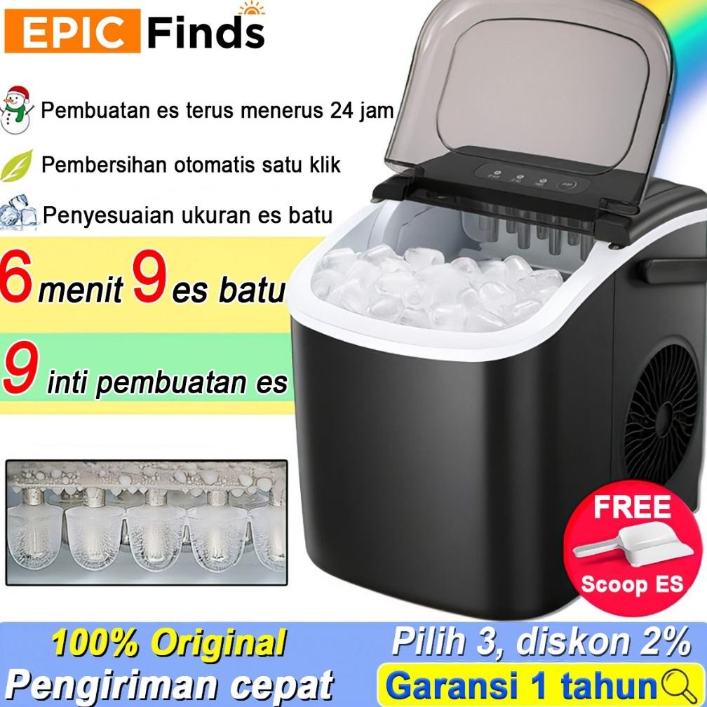 Epic Finds Mesin Es Portable, Mesin pembuat es batu Sekali setiap 6 menit Pembuat es rumah tangga ke