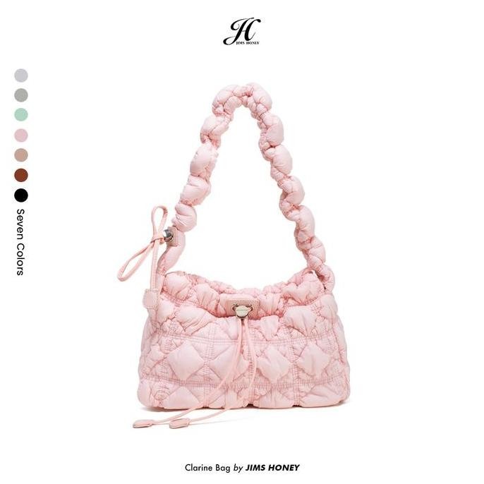 Jims Honey - Clarine Bag - Tas Selempang Wanita Scrunchie Cross Body Puffy Pink Stylish Pita Origina