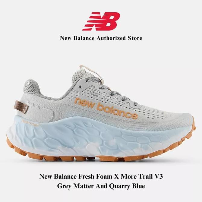 Sepatu Nb New Balance Fresh Foam X More Trail V3 Grey Matter And Quarry Blue