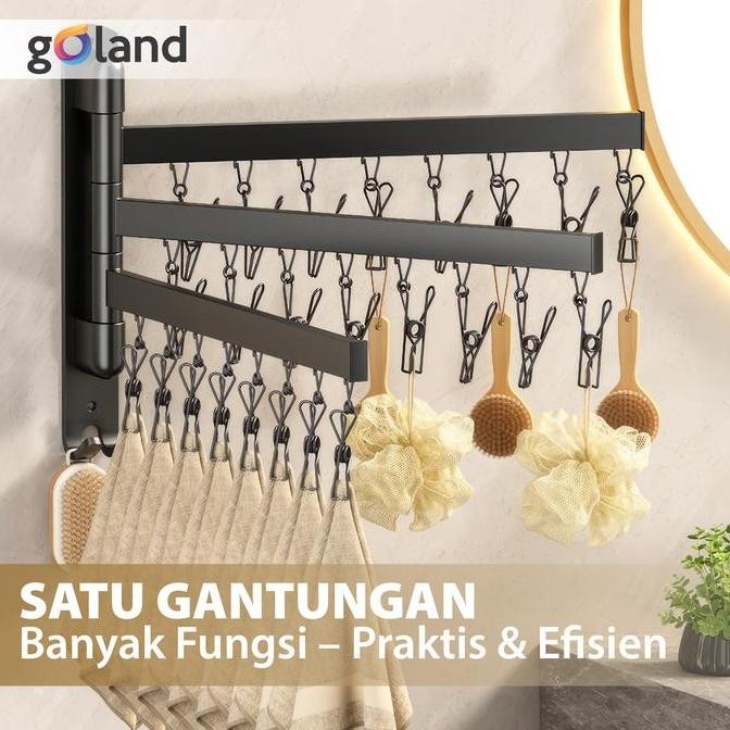 Goland Jemuran Baju Tempel Dinding Rak Jemuran Pakaian Lipat Rak Jemuran Tembok Jemuran Baju