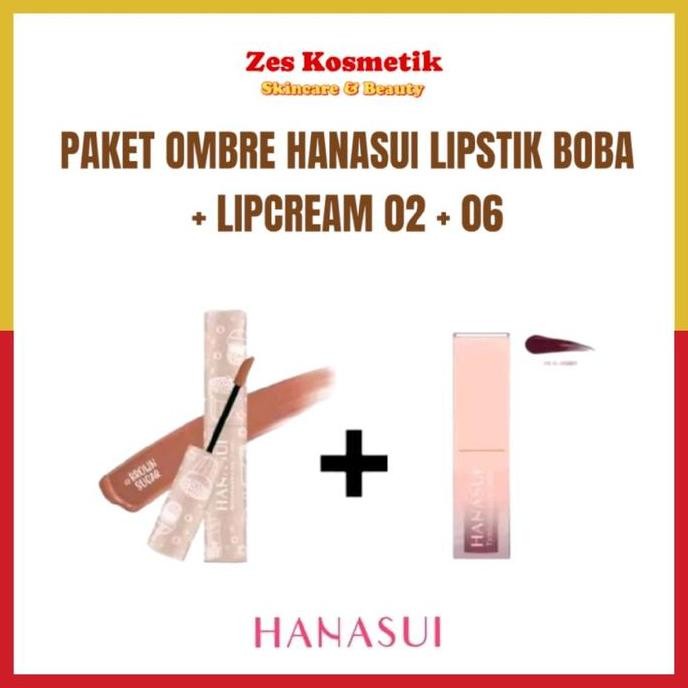Paket Ombre Hanasui/ 02/06 Lipstick Boba Lipcream Original