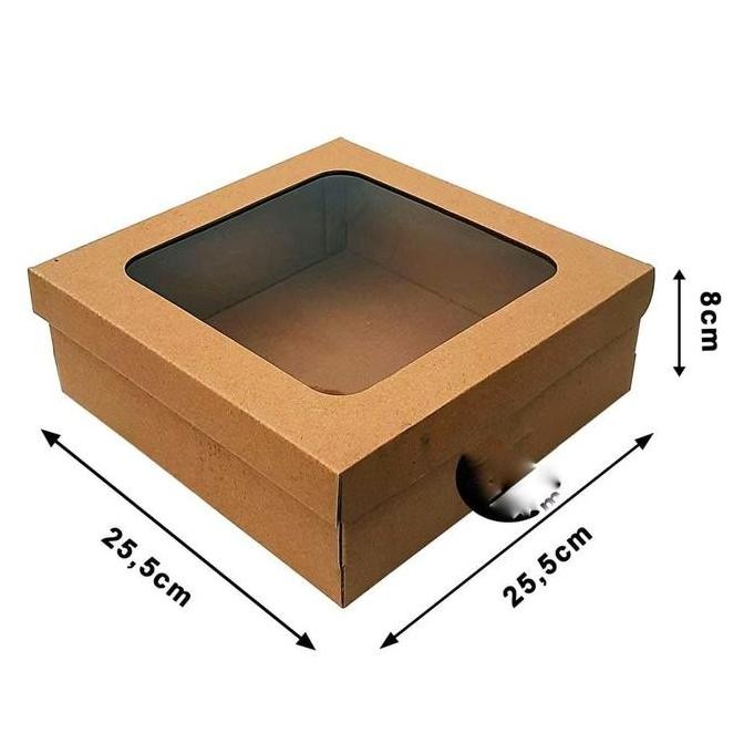 Dus Kraft Tutup Sambung Isi 5Pcs / Box Kue Cake / Dus Kue Tutup Mika