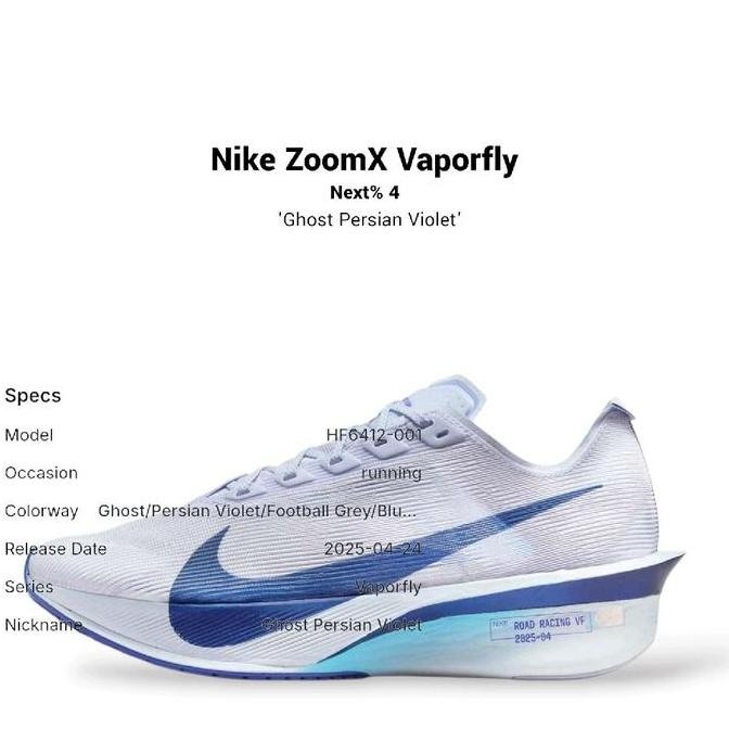 New  Nike  ZoomX Vaporfly Next% 4 'Ghost Persian Violet' Men's  Sneakers Running