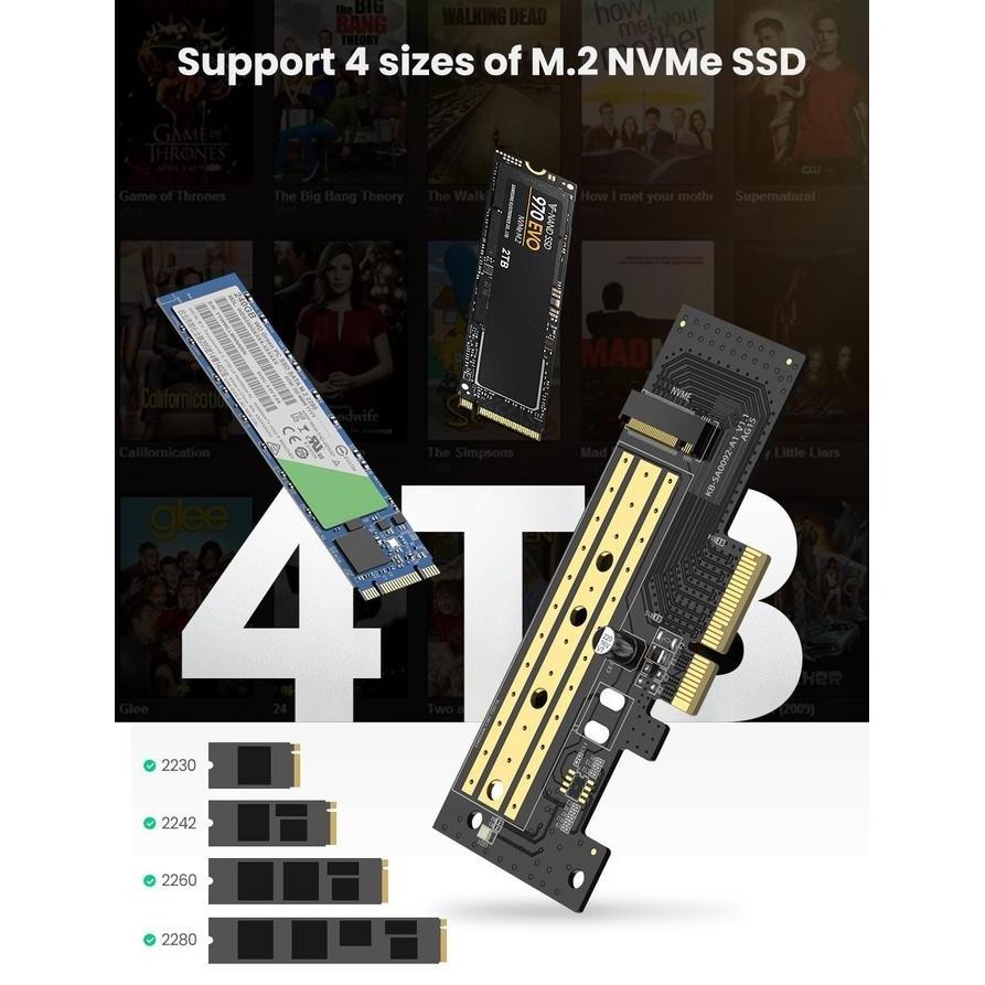 Ready  UGREEN SSD M.2 NVME to PCIe x4 Adapter Expansion PCIe 3.0