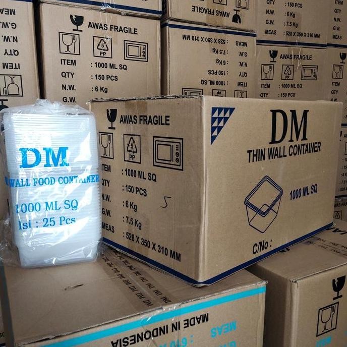 Thinwall Dm Square 1000 Ml Sq - 1000Ml Sq Persegi - 150 Set