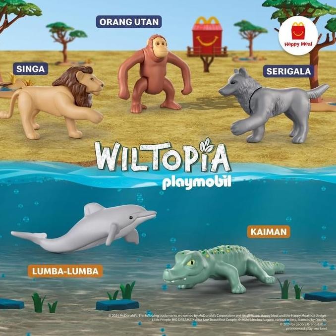 Ready  Mainan Figure McDonald's McD Mekdi Happy Meal Playmobil Wiltopia Singa
