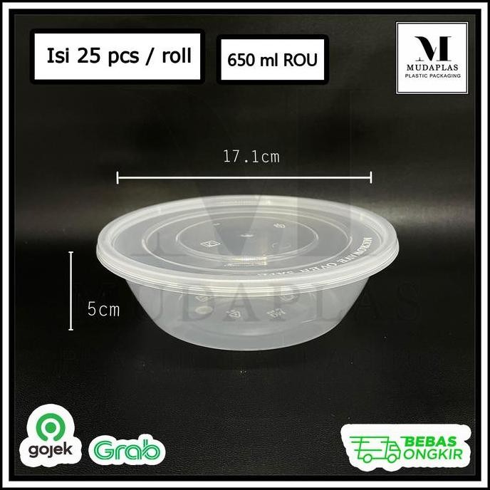 Thinwall Round 650 Ml Bulat / Mangkok Plastik Dm Isi 25 Pcs 650Rou