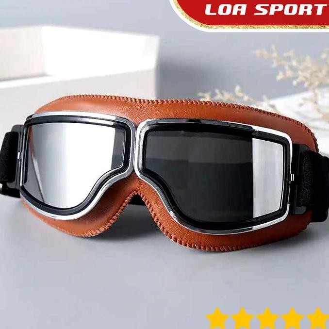Kacamata Motor Lipat Vintage Aviator Style Anti Uv Ride Safety Goggles