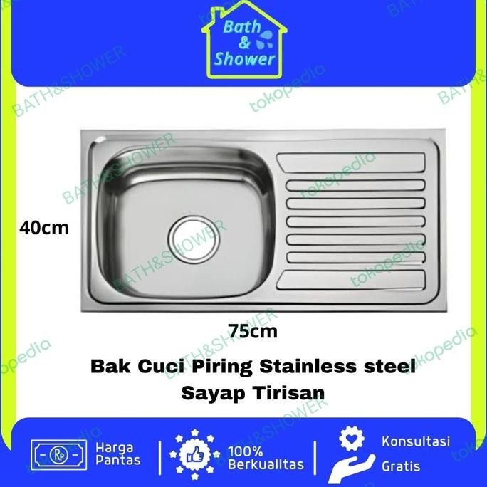 Bak Cuci Piring Stainless 75X40 + Afur Kitchen Sink 75Tp