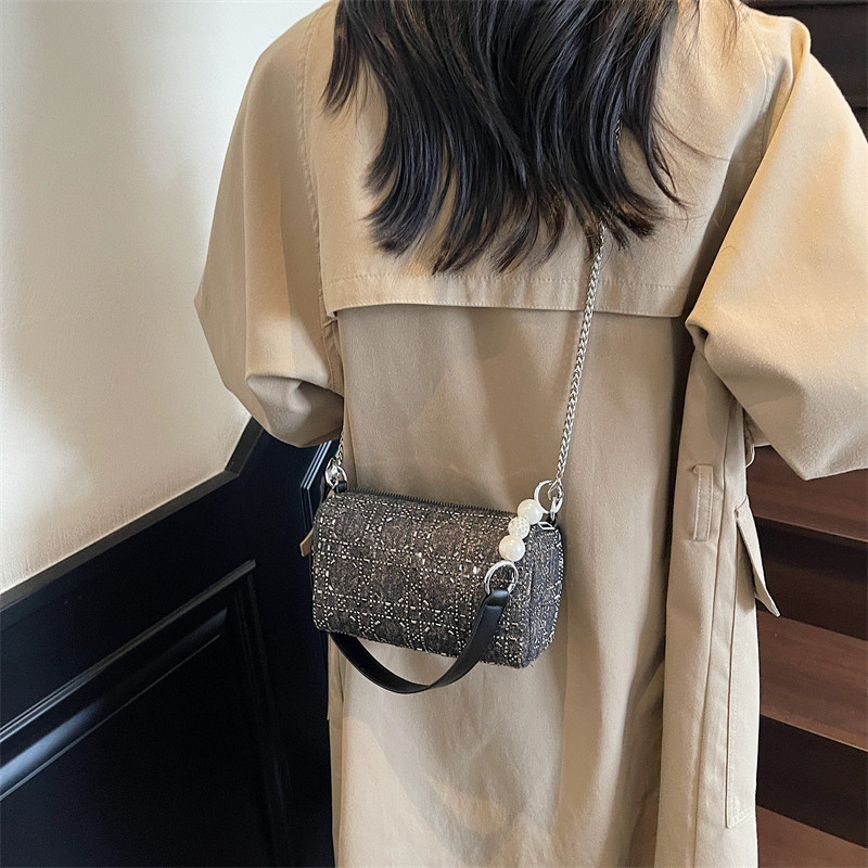 Tas Kecil Berlian Cerah Wanita2025Jeans Bertekstur Fashionable Baru