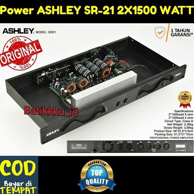 Power ASHLEY SR 21 SR21 ORIGINAL 2 X 1500 WATT CLASS D AMPLIFIER 2CH ICA