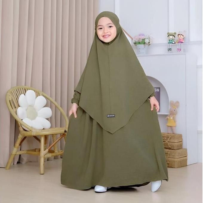 Aluna Gamis Syar'I Kids Set Hijab Baju Anak Perempuan Plus Kerudung