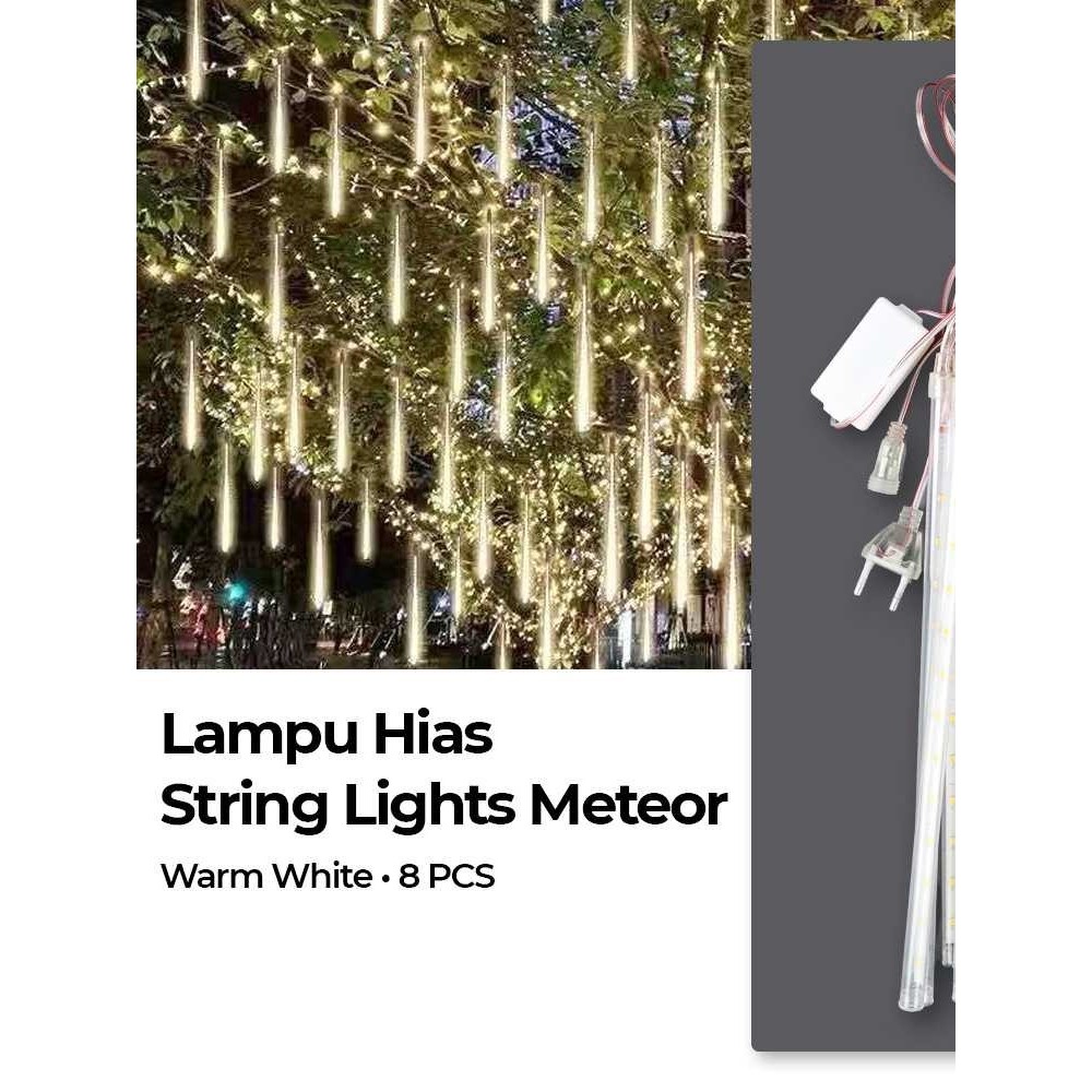 8 PCS Lampu Hias Meteor String Lights Waterproof Warm White / Lampu Meteor LED Hujan Jatuh Rain Snow
