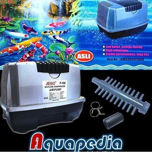 JEBO P-100 POMPA UDARA AERATOR AQUARIUM KOLAM HI-FLOW AIR PUMP BLOWER ORIGINAL DAN TERPERCAYA