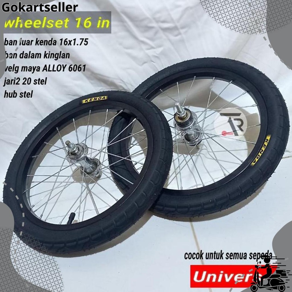 Hot Sale Roda sepeda 16 lengkap sudah di pasang ban 16x1.75 kenda / wheelset sepeda 16 x 1.75 KENDA 
