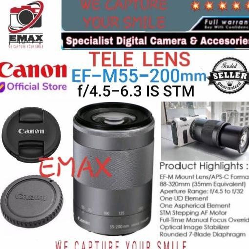 HARGA DISC - Canon EF M 55-200mm IS STM Tele Lens for Camera Canon EOS M EFM Mirrorless Lensa Kamera
