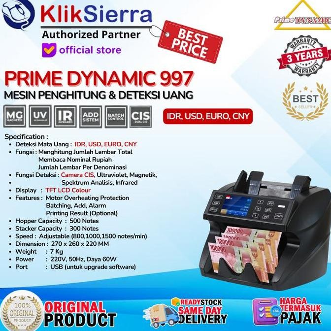 PRIME DYNAMIC 997 Mesin Penghitung Uang - Money Counter & Detector - Menghitung & Mendeteksi Keaslia