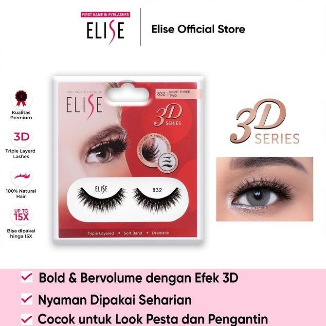 TERLARIS - Bulu Mata Elise - 3D 832 - Bold Look/Cocok untuk Riasan Pesta/Pengantin/Favorite MUA/Pili
