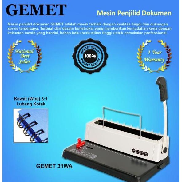 TERMURAH - GEMET 31WA Mesin Jilid Spiral Kawat Besi GARANSI RESMI