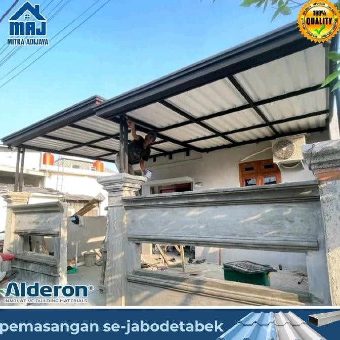 kanopi  alderon Doble layer rangka besi hollow galvanis 4x6 NS
