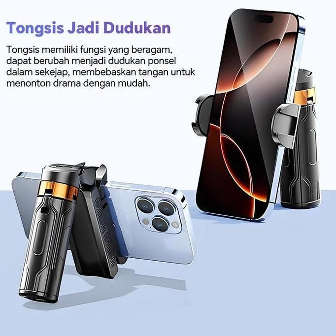 Tripod Bluetooth Remote Control Selfie Stick Braket Dapat Ditarik Hand Stabilizer Anti-Shake Four-Le