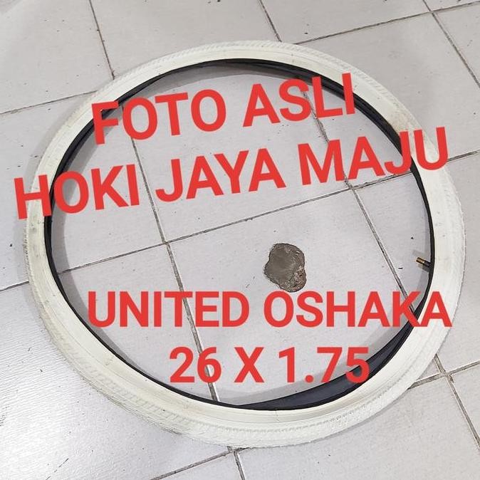 Promo ban luar 26 x 1.75 plus ban dalam sepeda united oshaka putih ori COD