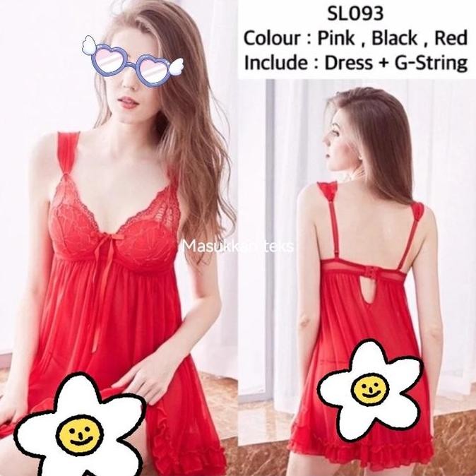Baju Tidur Tipis Cup Bra Dress Cantik