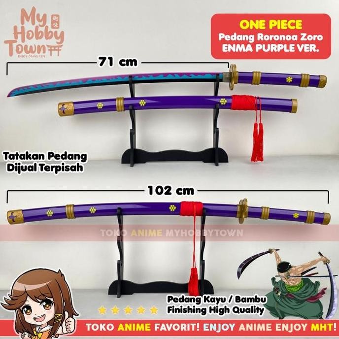 TERLARIS - Replika Pedang Bambu One Piece Roronoa Zoro Enma Ungu Cosplay Anime