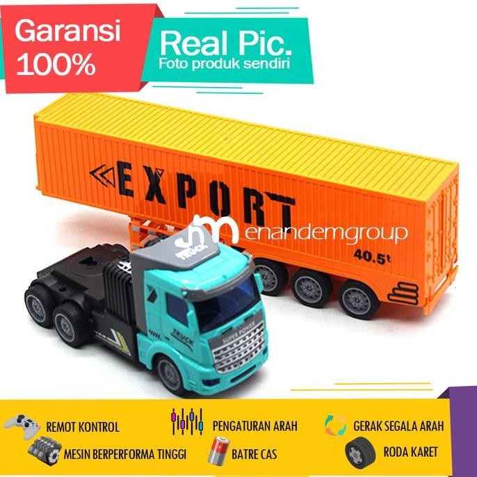 TERLARIS - Mainan Mobil Remot Kontrol RC Truk Kontainer Gandeng Trailer Cargo Batre Cas