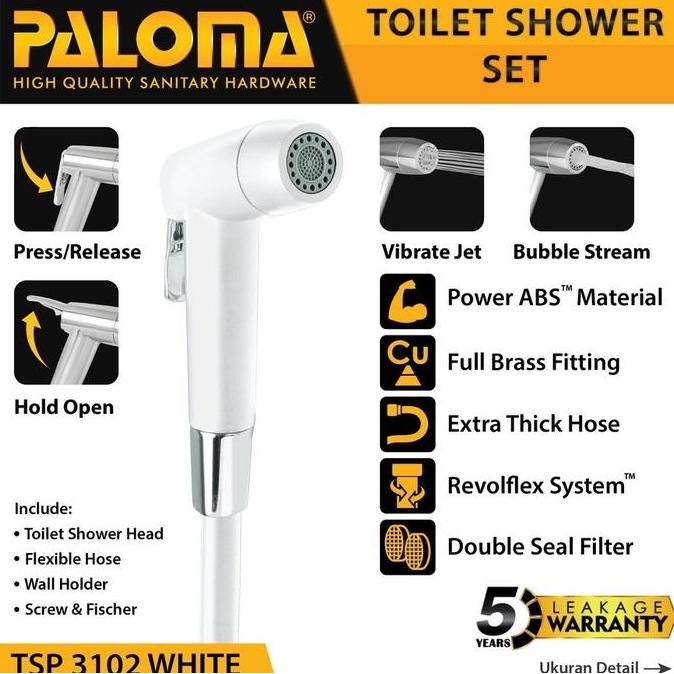 Paloma Tsp 3102 Toilet Shower Jet Washer Bidet Cebok Kloset Closet Wc Selang White Original