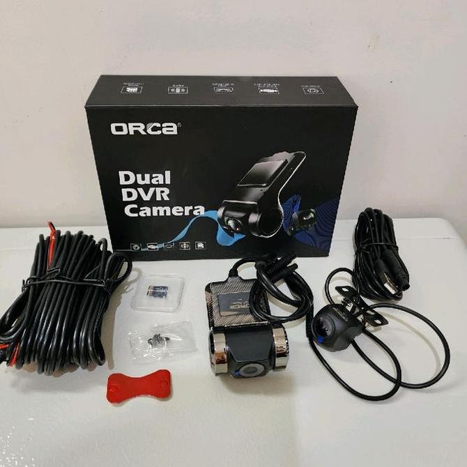 kamera dvr mobil depan belakang orca dw-668 dual camera dvr free sd 32 gb