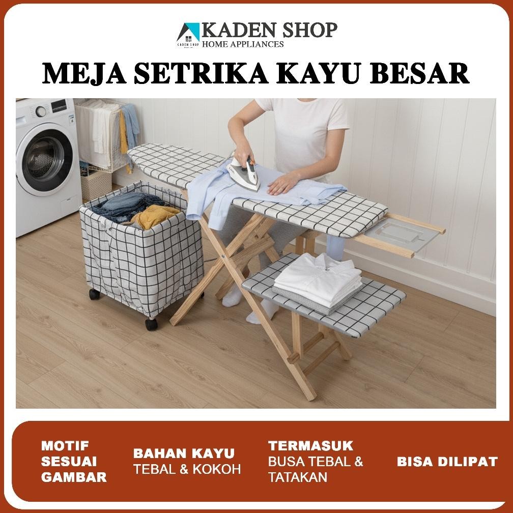 Meja Setrika Kayu Jati Besar Dengan Tray