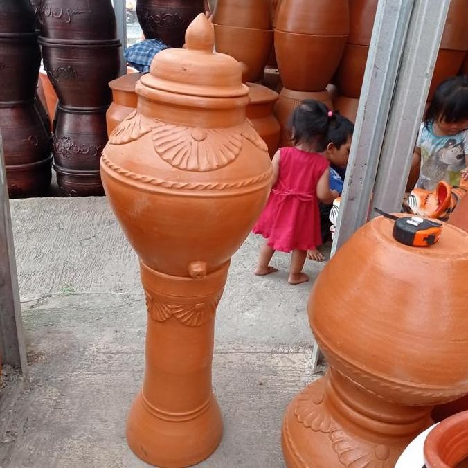 BEBAS ONGKIR - Pot Tanah Liat Air Mancur Berdiri Tegak Vertikal