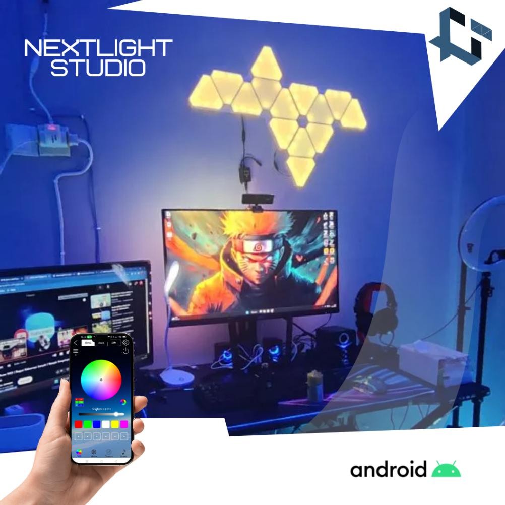 Lampu Gaming RGB Segitiga | Lampu Led Light Panel Room | Lampu Hias Kamar Gaming |Lampu Segitiga Kam