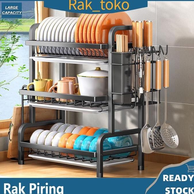 Rak Piring Stainless Steel Rak Dapur Wastafel 3 Susun/ 2 Susun SAML