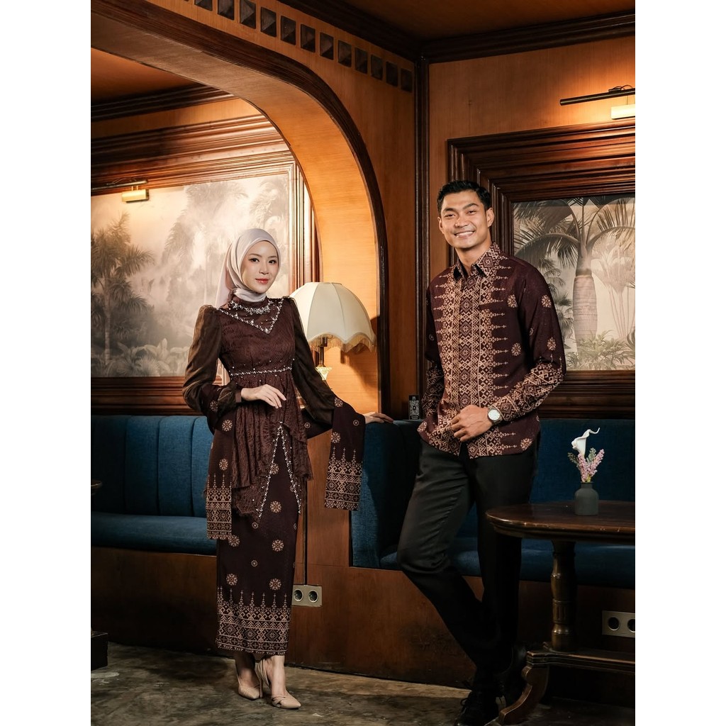 Couple Tunik Ema Kebaya Brokat Full Payet Baju Tunangan Lamaran Wisuda Mewah