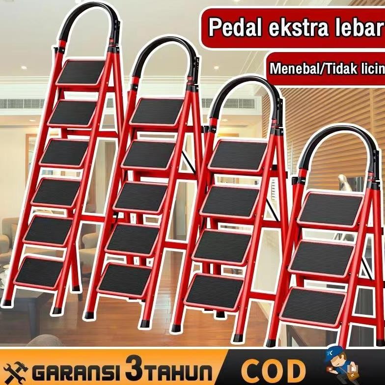 Tangga berlapis bubuk premium Kaki karet elastis Tangga lipat aluminium tangga lipat aluminium tangg