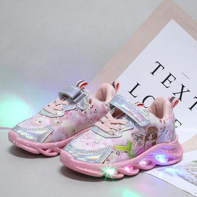 1001 Sepatu Sneakers Anak Perempuan Mermaid Led 21-30 | Sepatu Anak Laki Laki Sepatu Anak Perempuan 