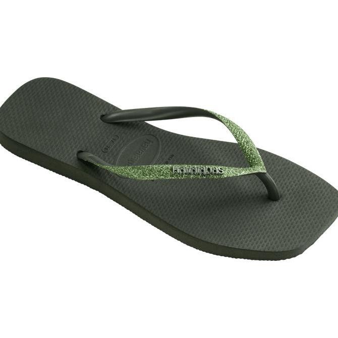 Havaianas 4896 Slim Square Glitter - Green Olive - Sandal Wanita
