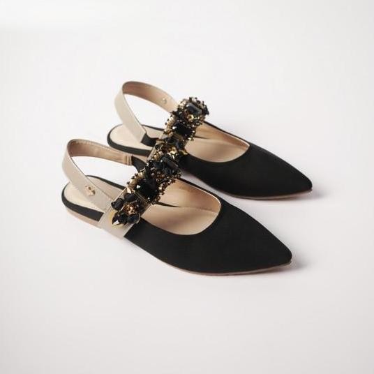 Pvra Sandal Wanita Bella Black Gold