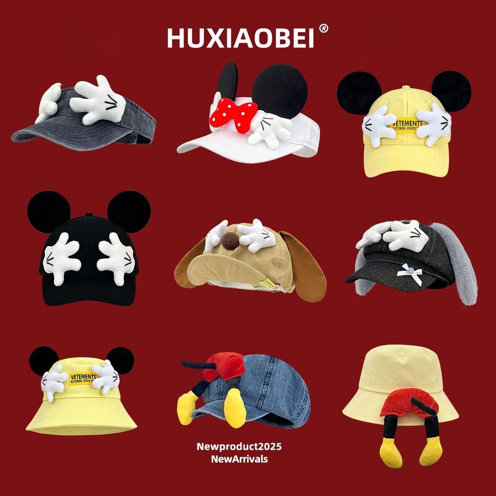 [Saror]Topi Baseball Kartun Mickey Lucu untuk Wanita, Topi Nelayan Tipis, Serbaguna, Topi Nelayan