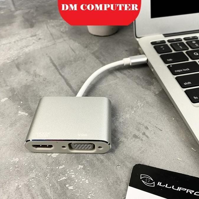 Converter Type C to HDMI VGA Connector USB Type C to HDMI VGA 2 in 1